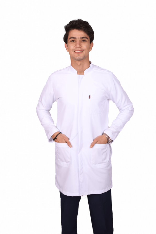 men's royal long lab coat