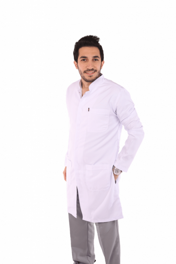 men's royal long lab coat