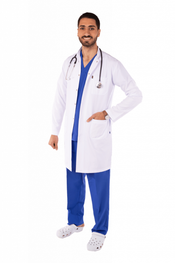 men's royal long lab coat