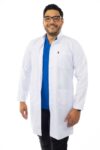 men’s royal long lab coat