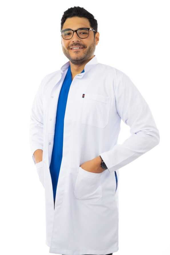 men's royal long lab coat