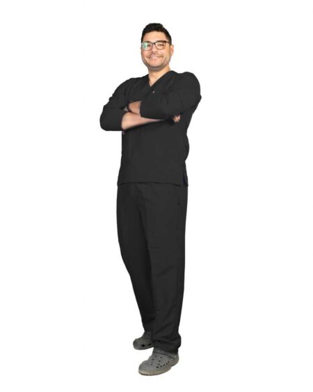 classic long sleeve scrub set black