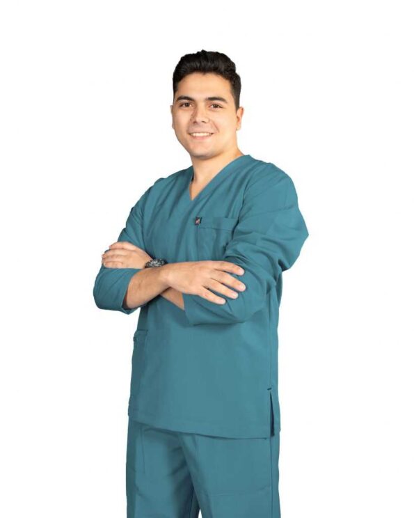 classic long sleeve scrub set dark teal