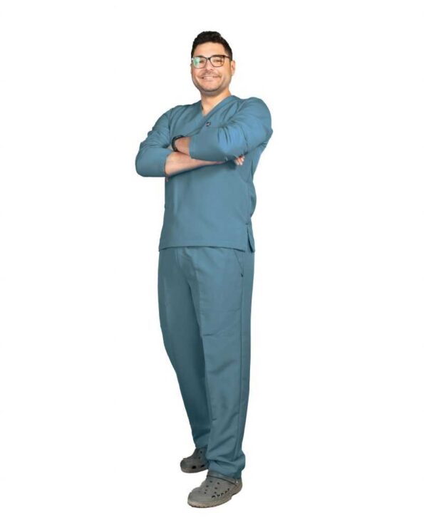 classic long sleeve scrub set dark teal