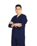 classic long sleeve scrub set dark blue