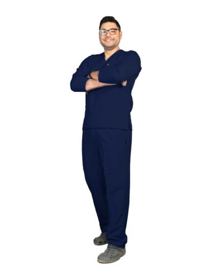 classic long sleeve scrub set dark blue